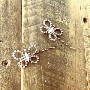Rhinestone butterfly hair pins